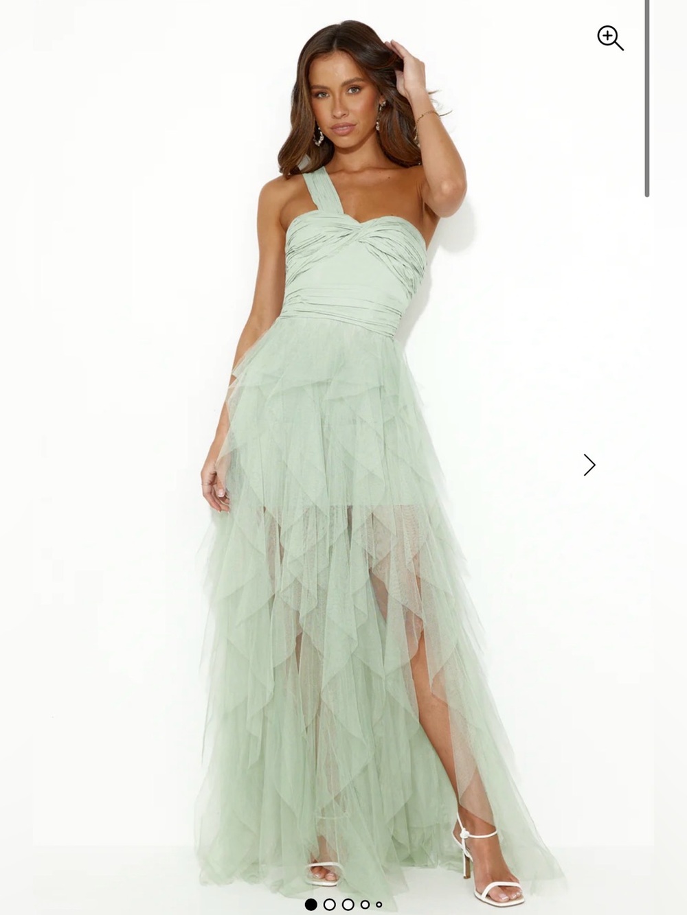 Hello Molly EXTRAVAGANCE IS ME ONE SHOULDER TULLE MAXI DRESS SAGE